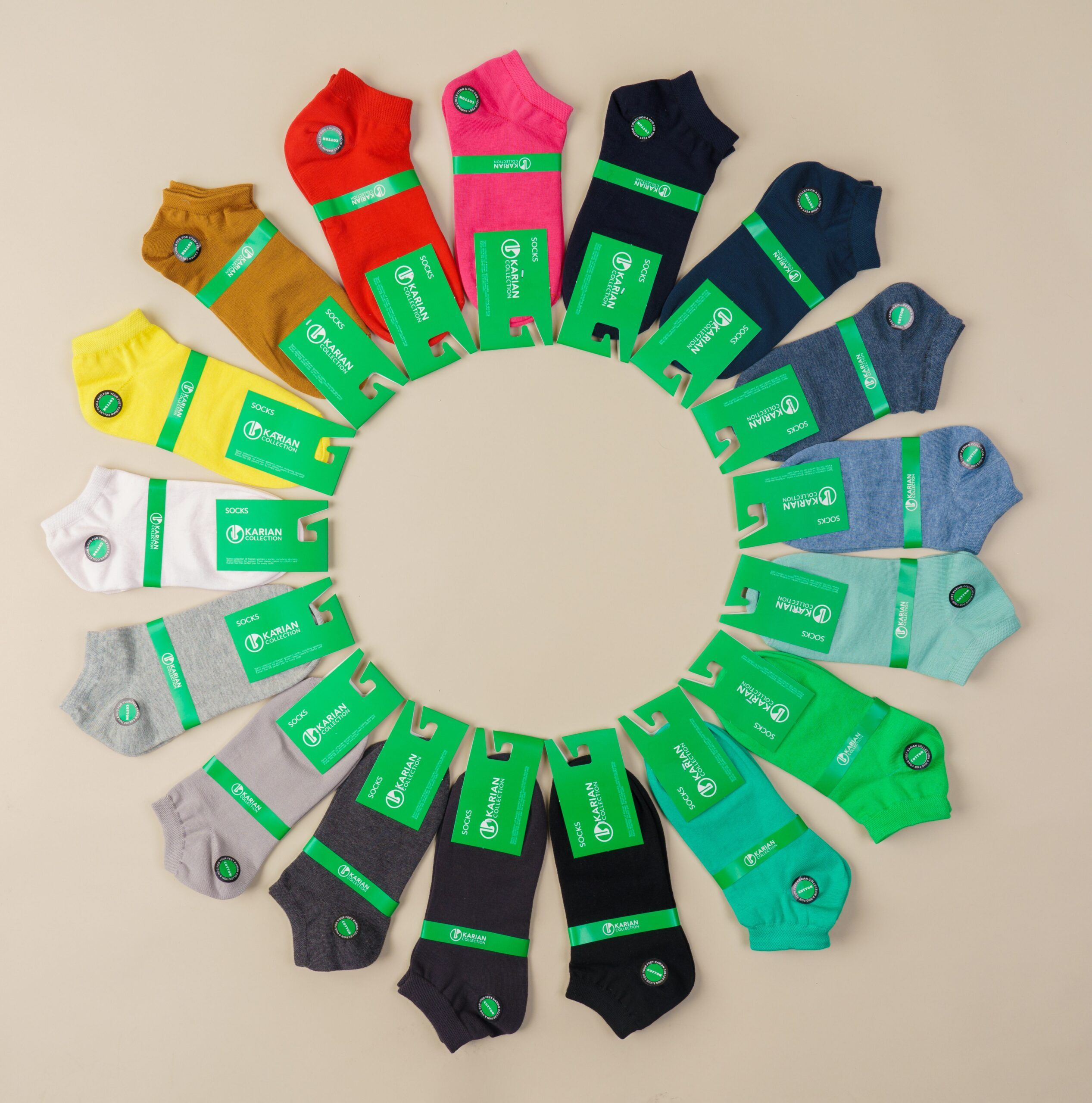 جورابهای نخی مچی کاریان رنگبندی